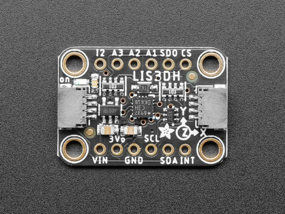 Top down view of a Adafruit LIS3DH Triple-Axis Accelerometer.