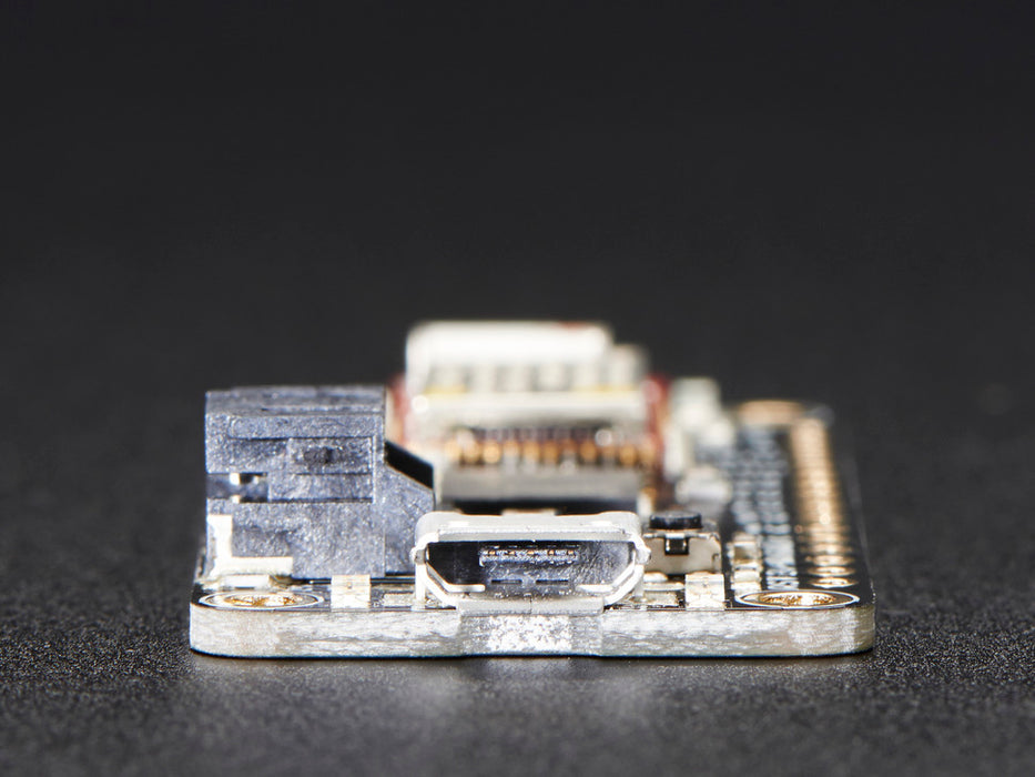 Angled shot of rectangular microcontroller.