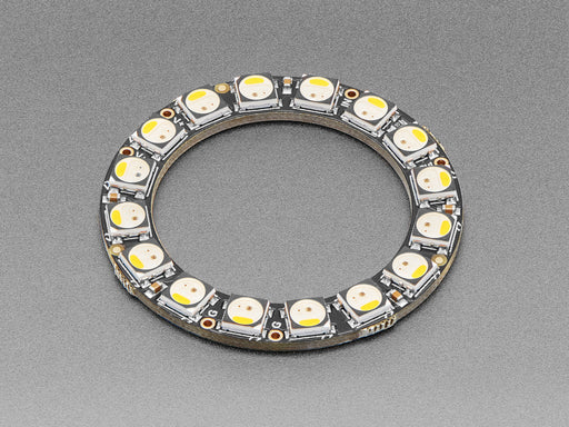 NeoPixel Ring with 12 x 5050 RGBW LEDs lighting up rainbow and white