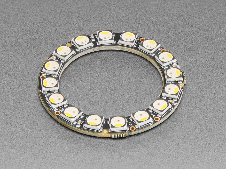 NeoPixel Ring with 16 x 5050 RGBW LEDs lighting up rainbow and white