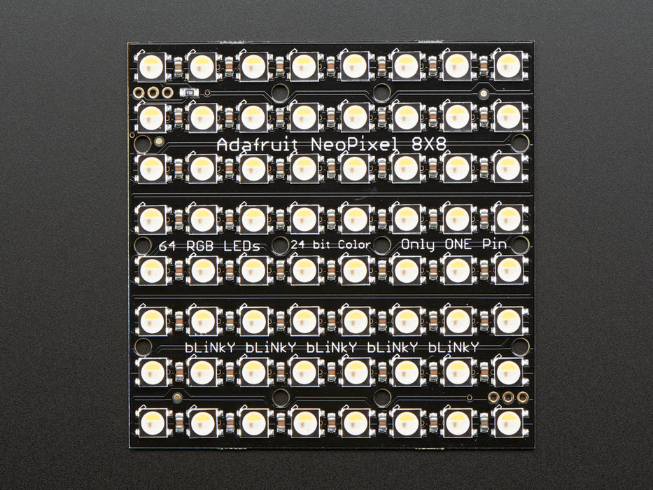 Adafruit NeoPixel NeoMatrix 8x8 - 64 RGBW LED Pixel Matrix lit up rainbow and white