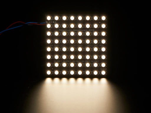 Adafruit NeoPixel NeoMatrix 8x8 - 64 RGBW LED Pixel Matrix lit up rainbow and white