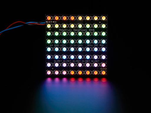 Adafruit NeoPixel NeoMatrix 8x8 - 64 RGBW LED Pixel Matrix lit up rainbow and white