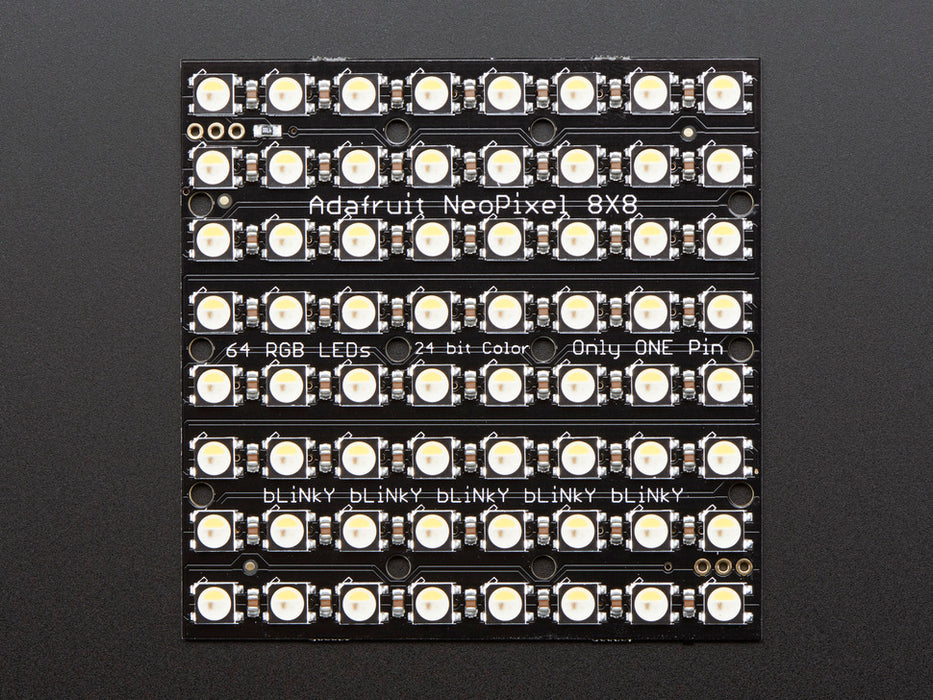 Adafruit NeoPixel NeoMatrix 8x8 - 64 RGBW LED Pixel Matrix lit up rainbow and white