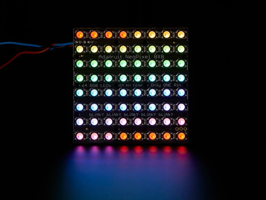 Adafruit NeoPixel NeoMatrix 8x8 - 64 RGBW LED Pixel Matrix lit up rainbow and white