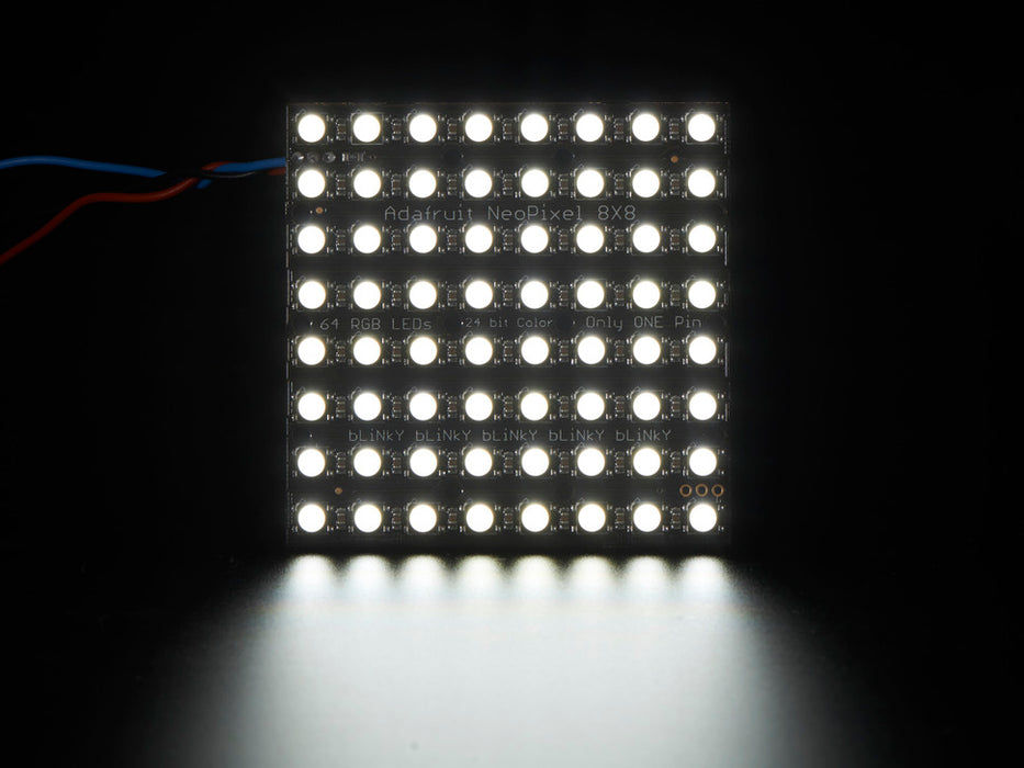 Adafruit NeoPixel NeoMatrix 8x8 - 64 RGBW LED Pixel Matrix lit up rainbow and white