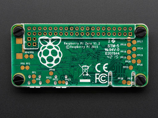 Top down view of a disassembled Adafruit Pi Protector for Raspberry Pi Model Zero. 