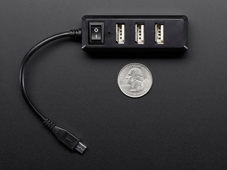 USB Mini Hub with Power Switch - OTG Micro-USB