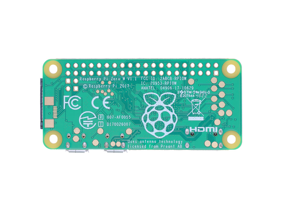 Raspberry Pi Zero W, WiFi/Bluetooth 4.1, Bluetooth Low Energy, HAT compatible 40-pin header, CSI camera connector, USRT, SPI, I2C