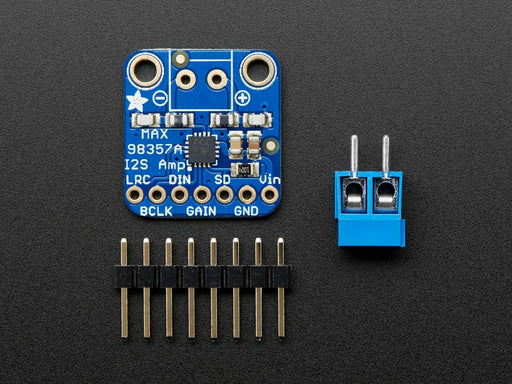 Angled shot of a Adafruit I2S 3W Class D Amplifier Breakout.