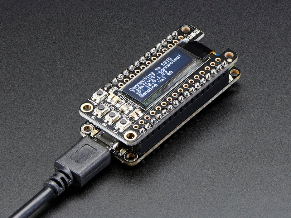 Angled shot of rectangular microcontroller.