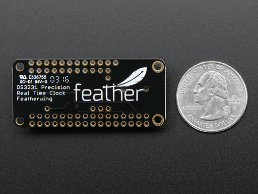 Angled shot of a DS3231 Precision RTC FeatherWing - RTC Add-on For Feather Boards. 