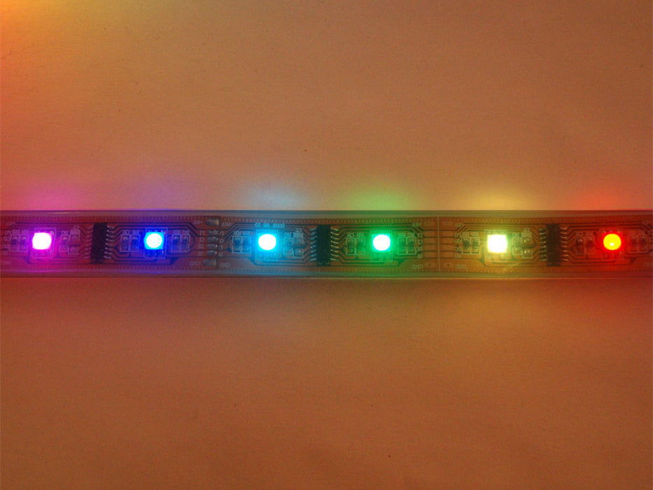 Coiled LED strip with each LED a different rainbow color