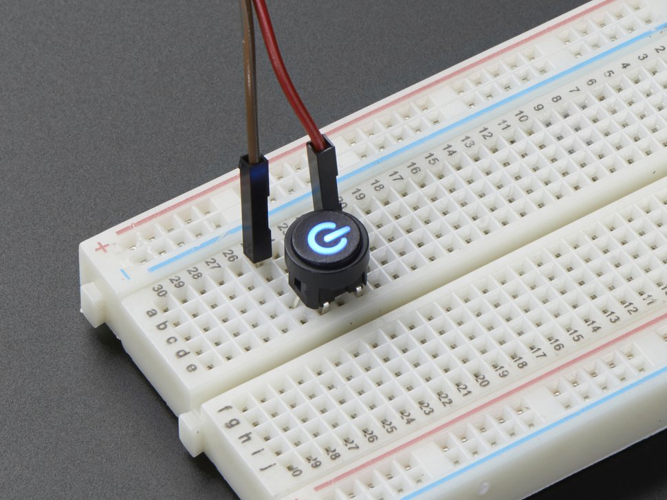 Mini Illuminated Momentary Pushbutton - Blue Power Symbol — Robot Italy