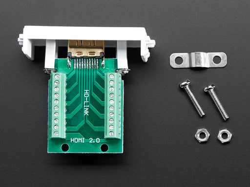 Angled shot of Panel Mount HDMI Socket to Terminal Block Breakout.