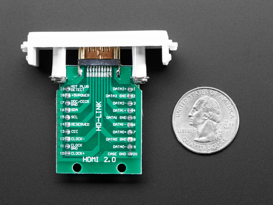 Angled shot of Panel Mount HDMI Socket to Terminal Block Breakout.