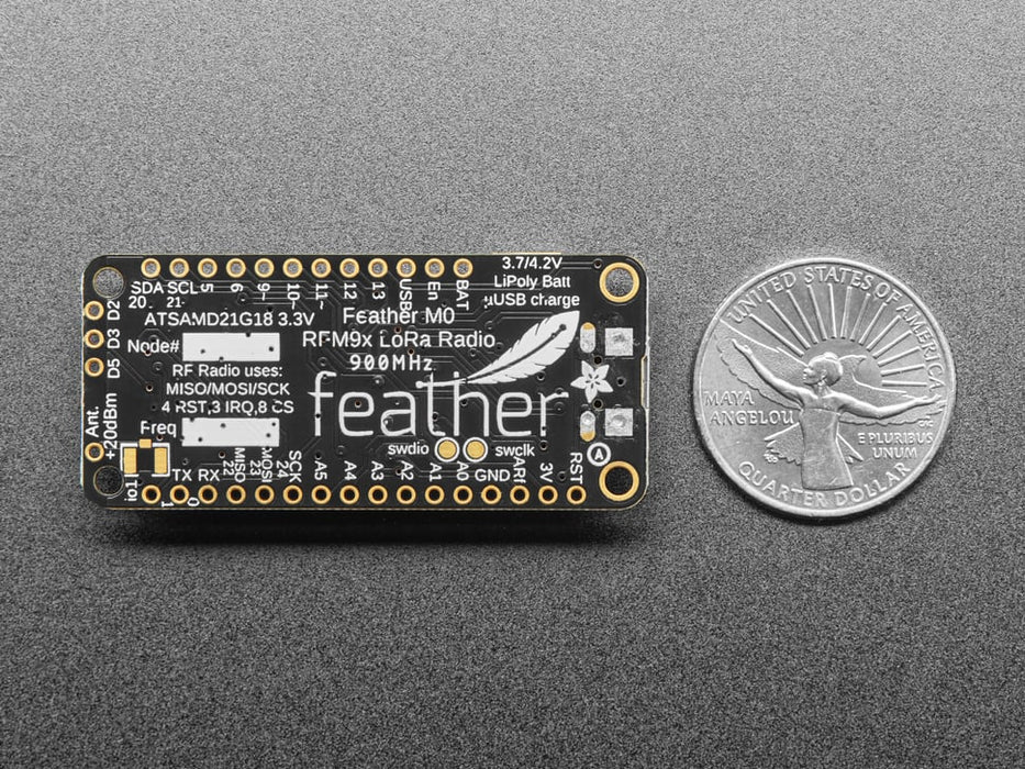 Angel shot Adafruit Feather M0 with RFM95 LoRa Radio - 900MHz