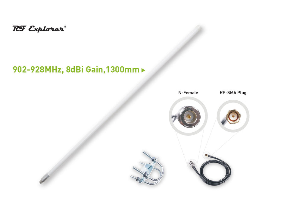 LoRa Fiberglass Antenna Kit; 902-928MHz; 8dBi; 1300mm; RF Explorer RFELA-5/8X9