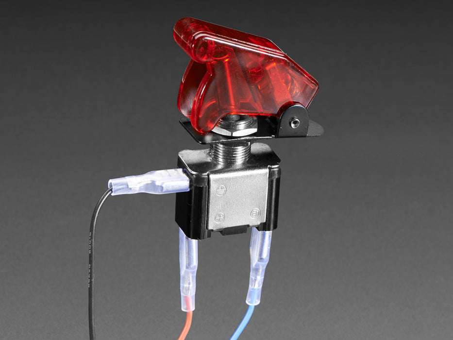 Illuminated Toggle Switch with Red Cover, LED lit