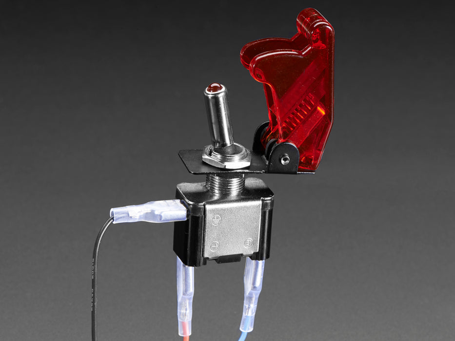 Illuminated Toggle Switch with Red Cover, LED lit