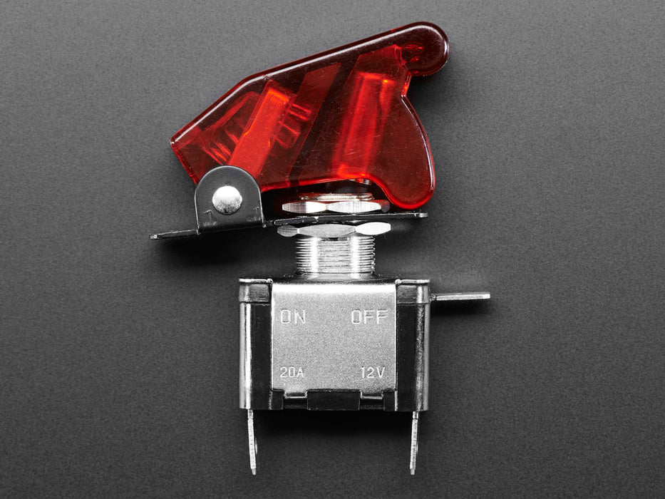 Illuminated Toggle Switch with Red Cover, LED lit