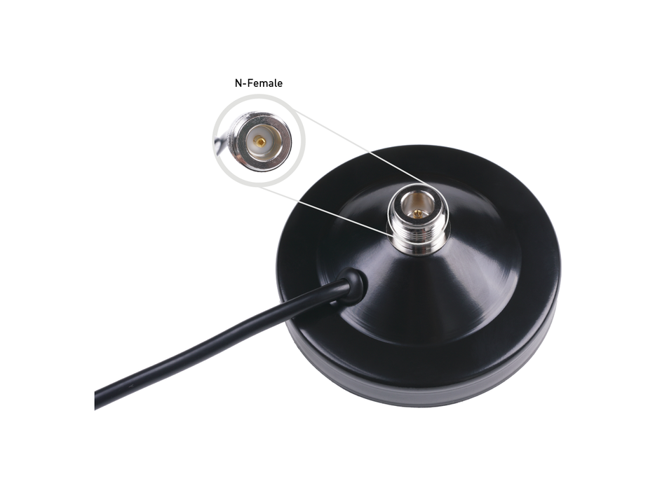 Fiberglass Antenna Magnetic Base; N Female to RP-SMA male - CFD200 2m Cable - Black