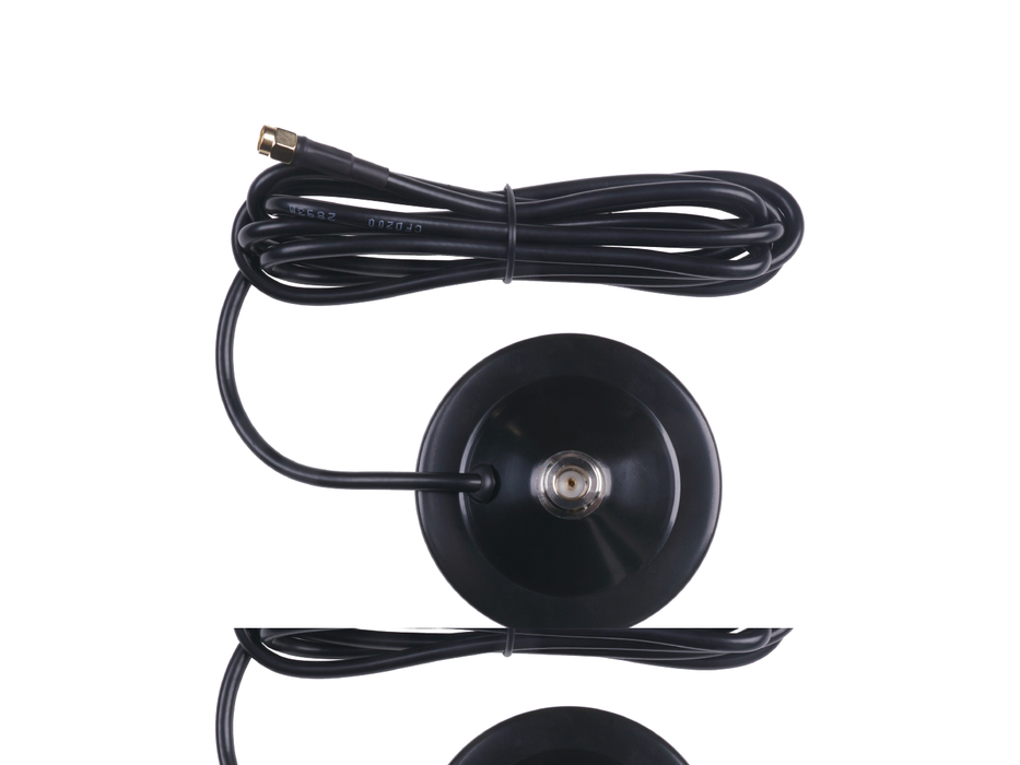 Fiberglass Antenna Magnetic Base; N Female to RP-SMA male - CFD200 2m Cable - Black