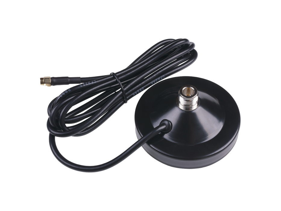 Fiberglass Antenna Magnetic Base; N Female to RP-SMA male - CFD200 2m Cable - Black