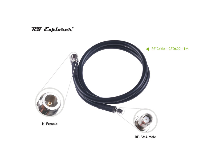 RF Cable; N Female to RP-SMA Male-CFD400-Black-1m For SenseCAP M1 Indoor Gateway and Fiberglass Antenna