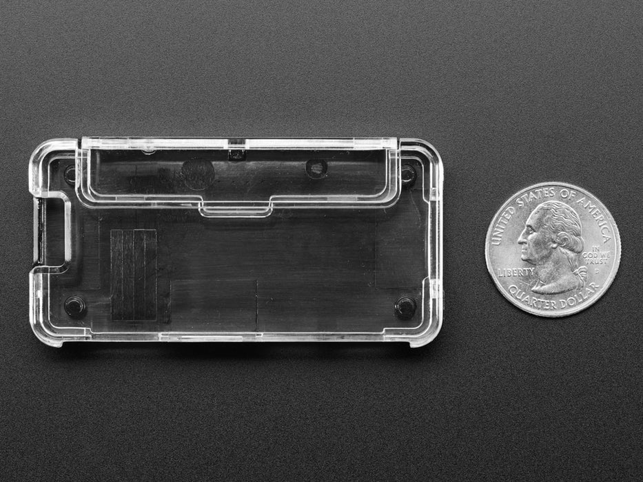 Angled shot of a rectangular black and clear acrylic case.