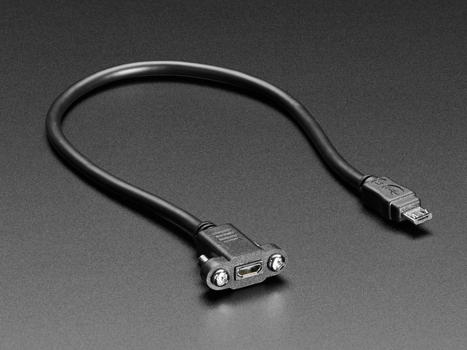 Panel Mount Extension USB Cable - Micro B Male to Micro B Female