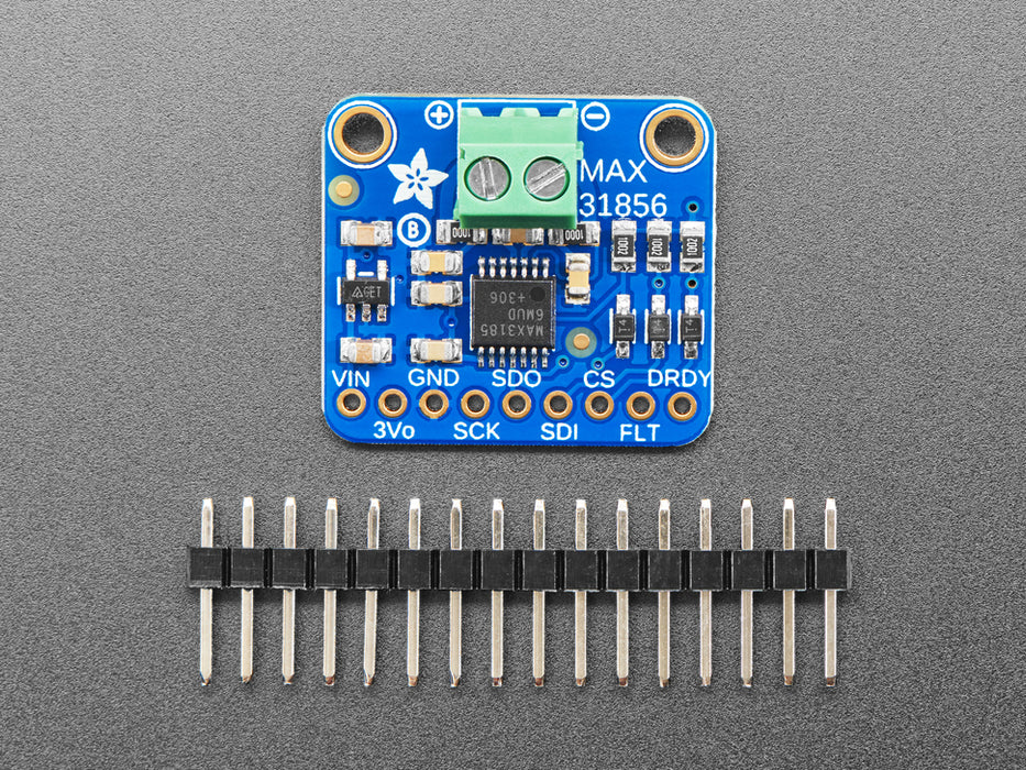 Angled Shot of a Adafruit Universal Thermocouple Amplifier Breakout Board.