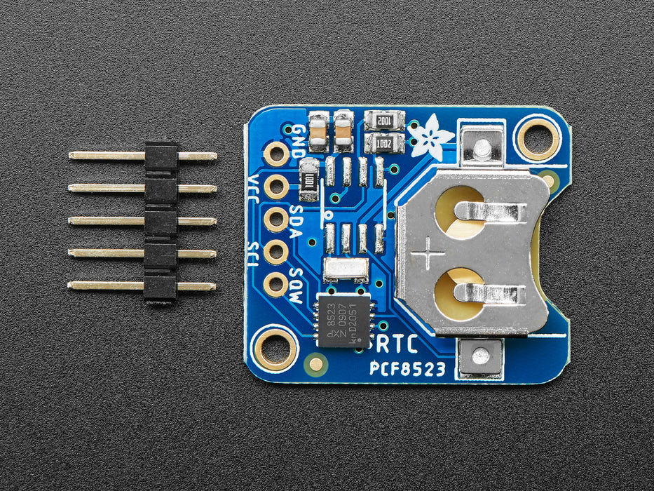 Angled shot of RTC breakout board.