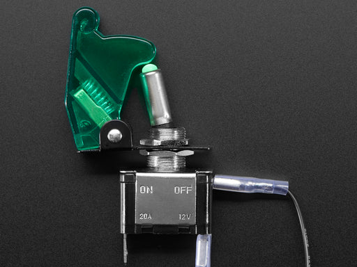 Illuminated Toggle Switch with green Cover, LED lit