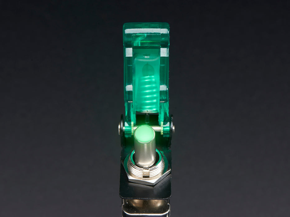 Illuminated Toggle Switch with green Cover, LED lit