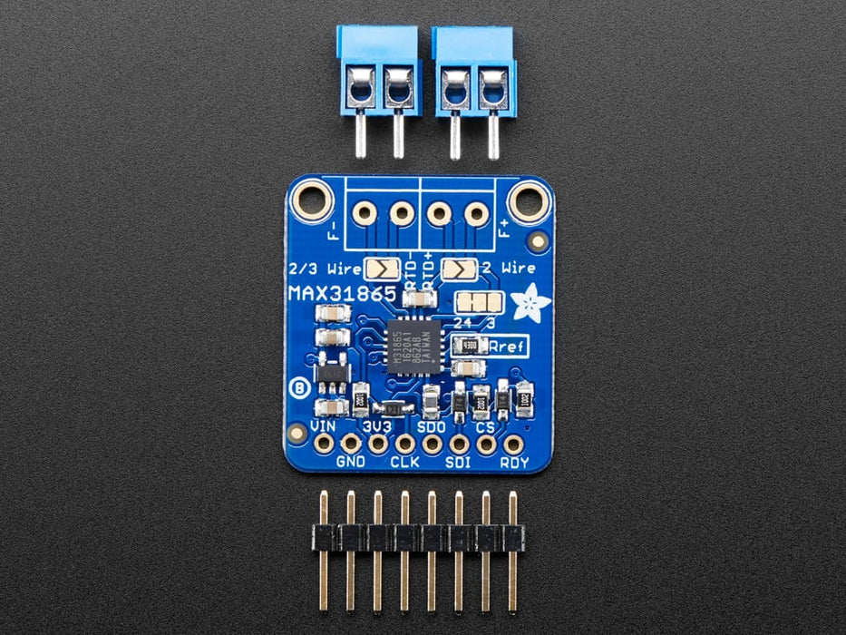 Angled shot of a Adafruit PT100 RTD Temperature Sensor Amplifier.