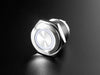 Video of 16mm rugged metal pushbutton with an RGB LED ring glowing rainbow colors.