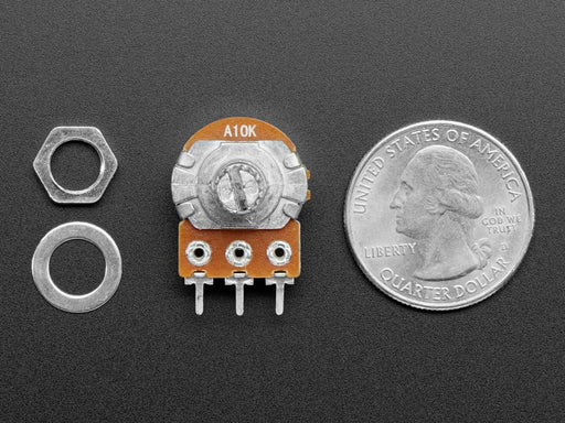 Breadboard Friendly Panel Mount 10K potentiometer log.
