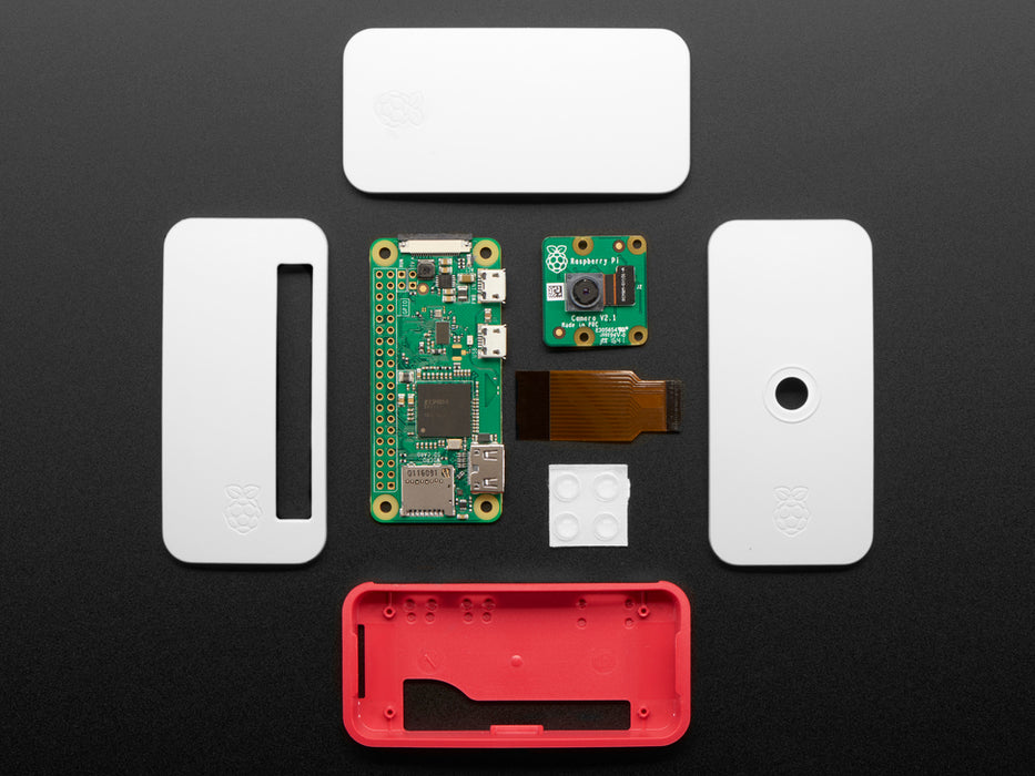 Angled shot of a Raspberry Pi Zero W Camera Pack - Includes Pi Zero W