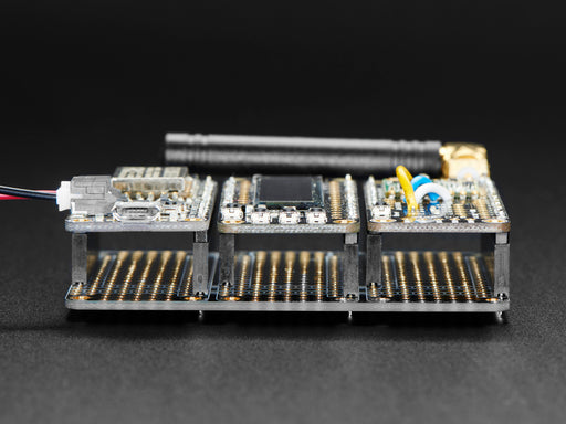 Triple prototyping feather wing PCB with socket headers installed