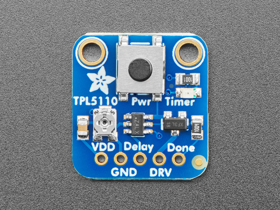 Angled shot of Adafruit TPL5110 Low Power Timer Breakout Board. 