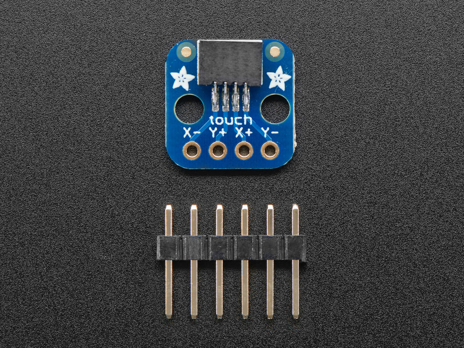 Angled shot of a small touchscreen breakout board.