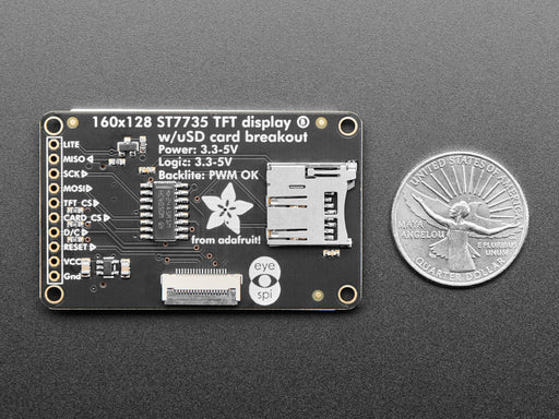 Angle shot of 1.8" Color TFT LCD display with MicroSD Card Breakout