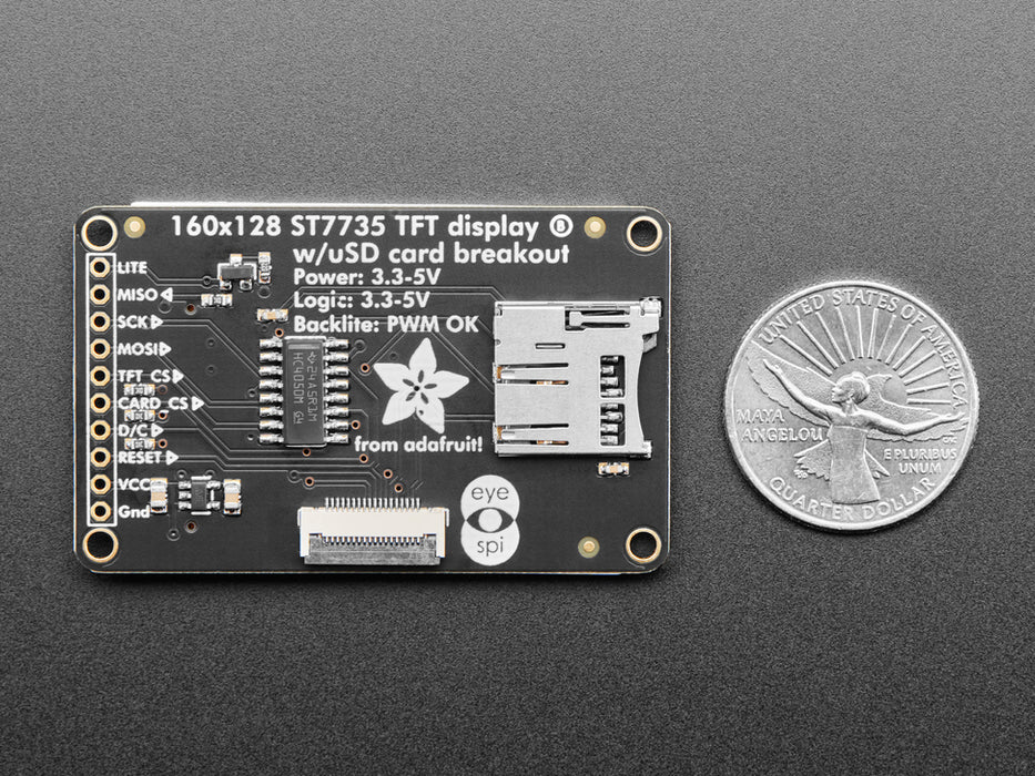 Angle shot of 1.8" Color TFT LCD display with MicroSD Card Breakout