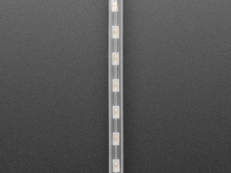 Top down view of a Adafruit NeoPixel Digital RGB 120 LED-per-meter strip.