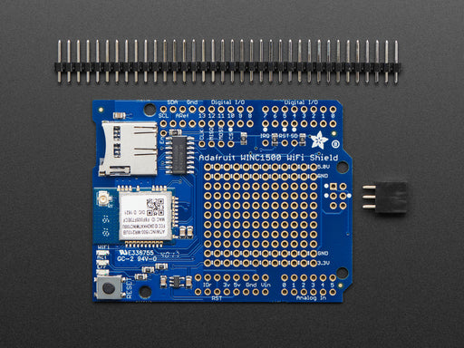 Angled shot of a Adafruit WINC1500 WiFi Shield with uFL Connector.