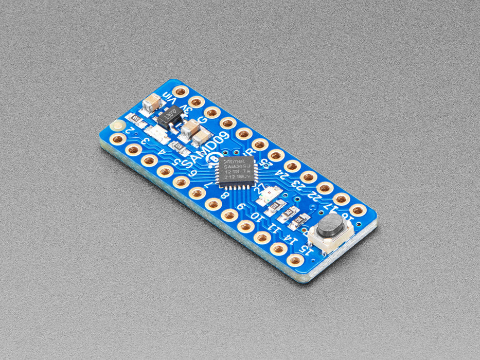 Angled shot of a Adafruit ATSAMD09 Breakout with seesaw. 