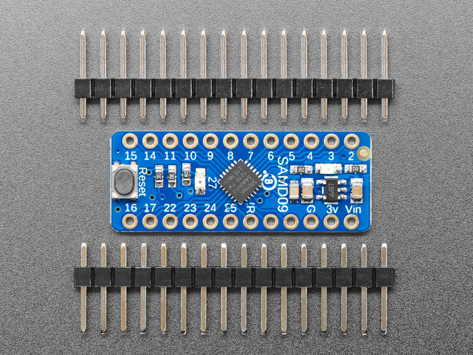 Angled shot of a Adafruit ATSAMD09 Breakout with seesaw. 