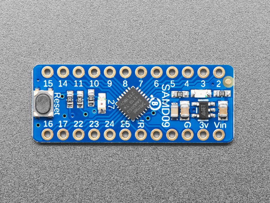 Angled shot of a Adafruit ATSAMD09 Breakout with seesaw. 