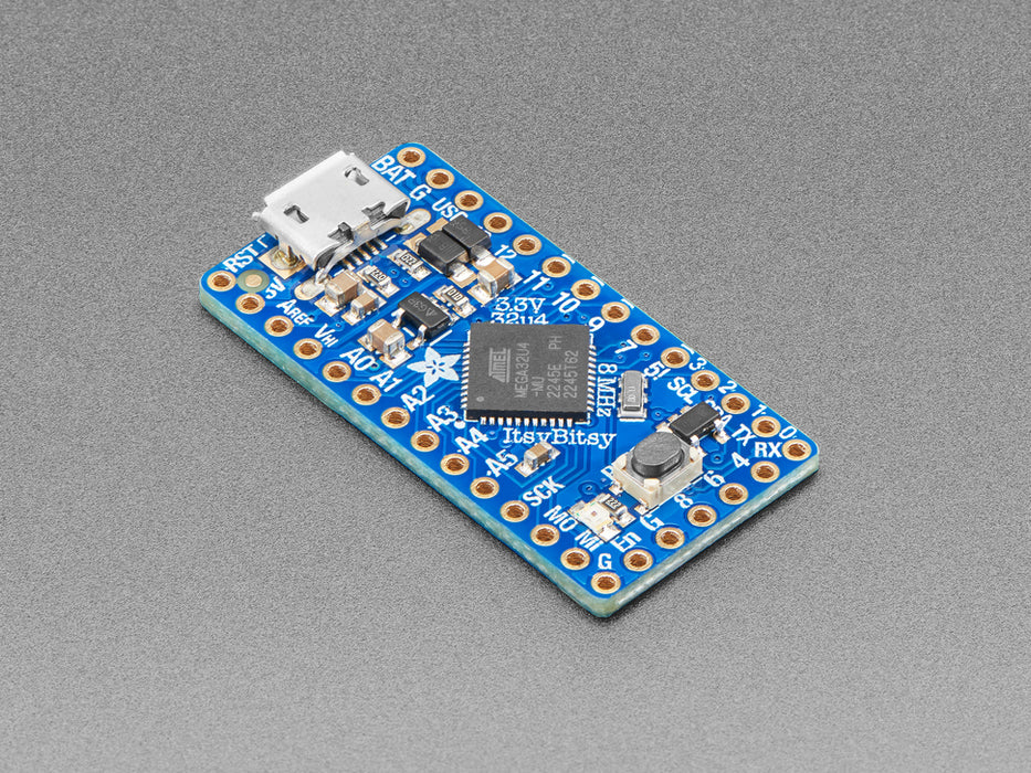 Angled shot of 5V ItsyBitsy dev board.